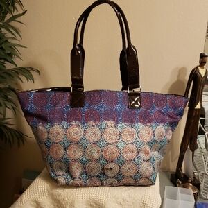Elegant Blue and Brown Tote Bag
